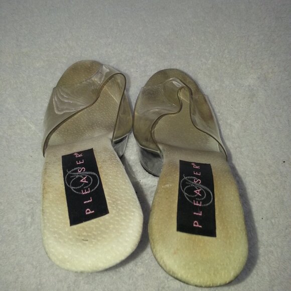 Pleaser Single Strap Clear High Heels Dancer Platforms Worn - Picture 8 of 9